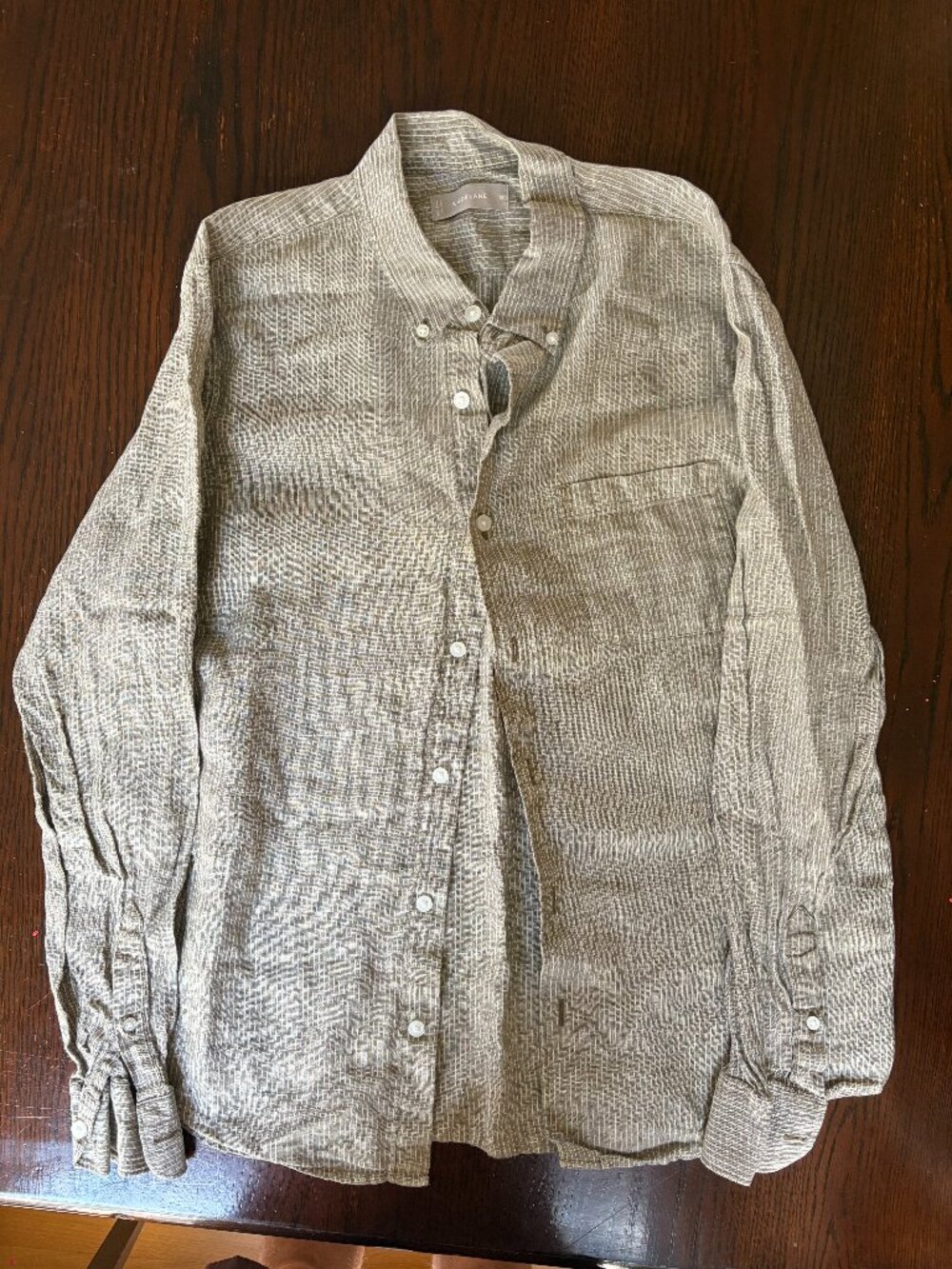 Everlane Linen Shirt Savannah Green Stripe Men’s M